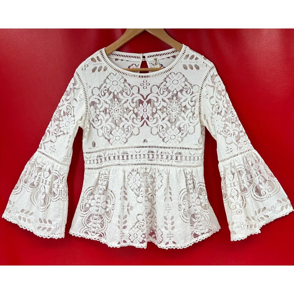 Spell & The Gypsy Collective Designs White Lace Clover Top Blouse Size Small - Picture 2 of 16